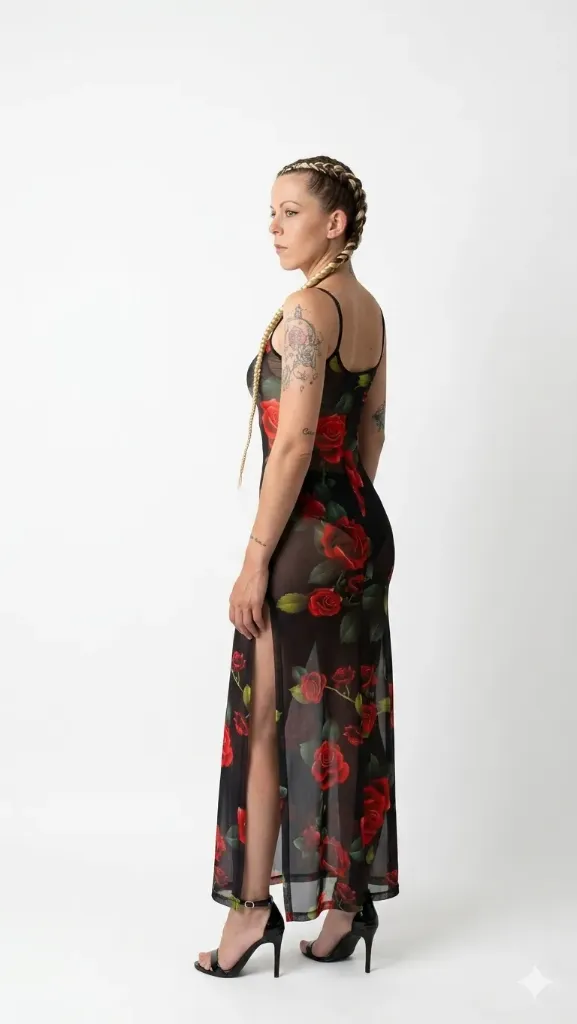 Vestido Tirante Rosa (S, Rojo)